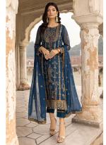 Georgette Blue Eid Wear Sequins Work Pakistani Suit